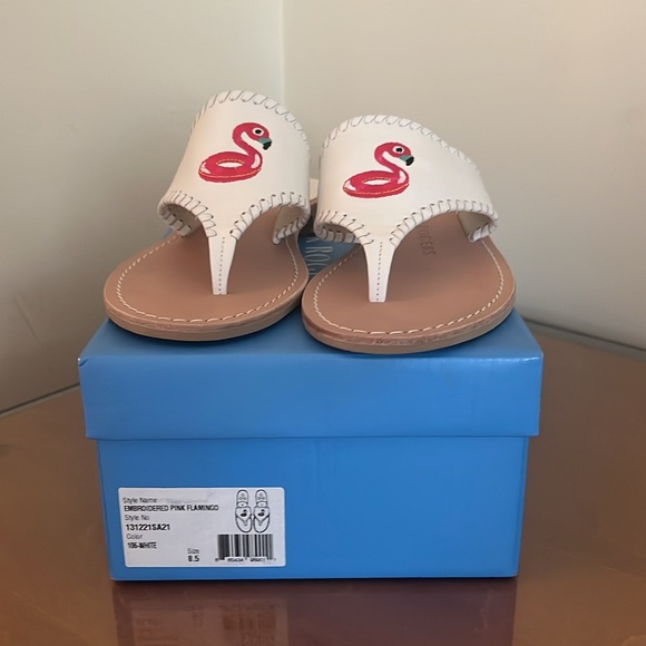 Jack Rogers White Sandals with Red Flamingo Design - Picture 3 of 3
